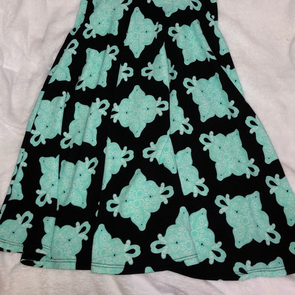 Lularoe Nicole XS black & Aqua  medallion print - Picture 2 of 6
